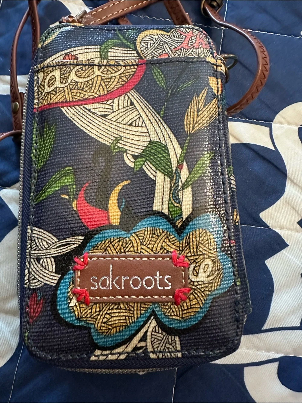 Sakroots Floral Crossbody Phone Bag - Navy Multicolor
